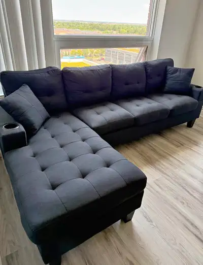  Sectional Sofa with Chaise and Cup Holders, View more