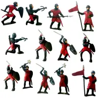 Jouets 13 figurines chevaliers rouges médiévaux Moyen Âge knight