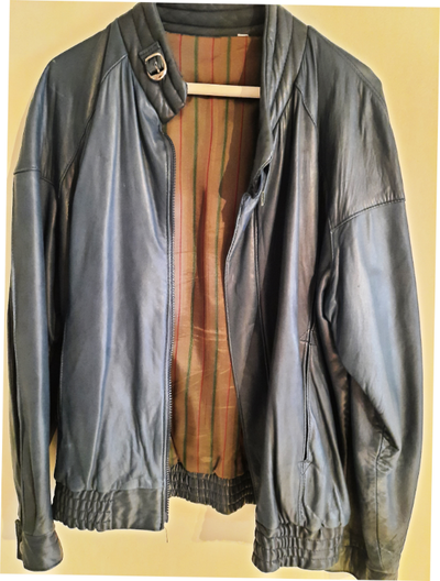 Beautiful Bluish Grey Leather Jacket., View more