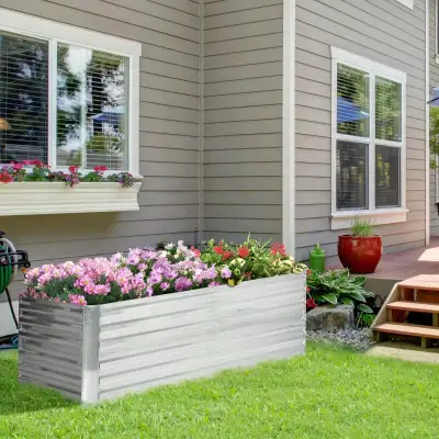 Galvanized Raised Garden Bed, Steel Outdoor Planters with Reinfo, View more