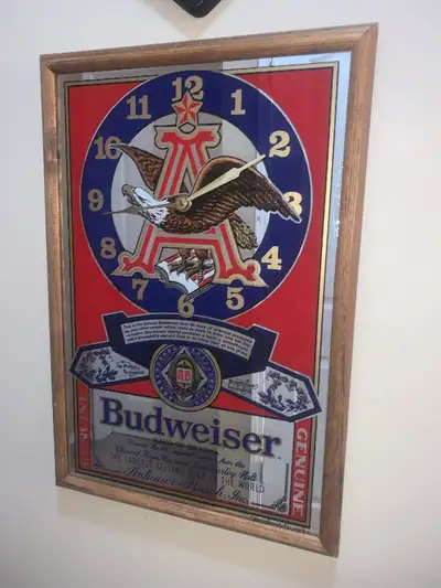 VINTAGE Budweiser Original Logo beer clock mirror mint, View more