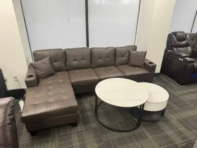 Premium Leather Sectional Sofa - Brand New & Free Delivery, View more
