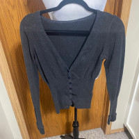 Female cardigan button up charcoal grey