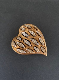 Vintage rhinestone heart brooch
