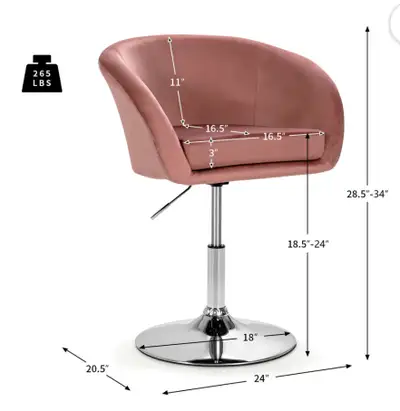 Modern Velvet Chair Height Adjustable Bar Stool 360° Swivel, View more