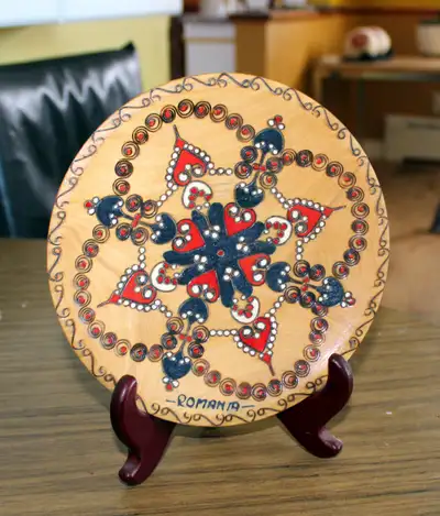 Romanian Religious Wood Flower Painting Tray, View more