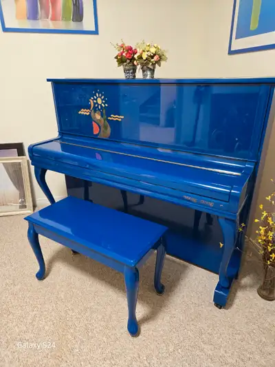 Rare Blue Color Upright Piano for Sale, View more