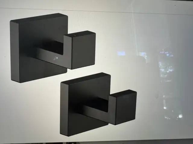 Two Black Towel Hooks, Square Style, New in Bathwares in Markham / York Region - Image 4