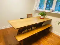 Handcrafted farmhouse dinning table and Bench