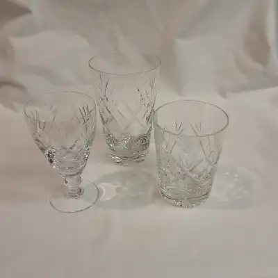 3 antique lead crystal glasses rock tumbler cordial, upcyclers, View more