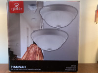 1 "Globe-Hannah" Flush Mount Ridged Glass Ceiling Light Fixture