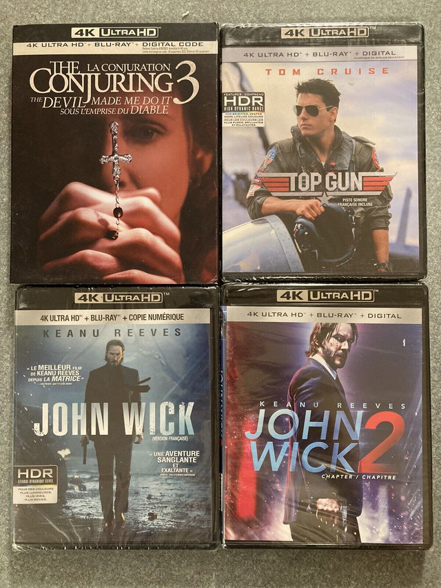 New 4K bluray Top Gun The Conjuring 3 John Wick 1 2 in CDs, DVDs & Blu-ray in Calgary
