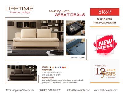 STYLISH SOFA -Sofa bed with storage and adjustable armrest, View more