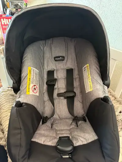 EvenFlo car seat with bottom car attachment, View more