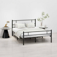 New Metal Bed Frame with Headboard No Box Spring, FULL/Double