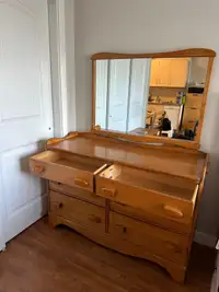 Beautiful solid wood dresser with mirror! 