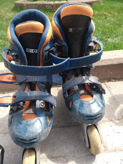 Blue and orange kids rollerblades, View more
