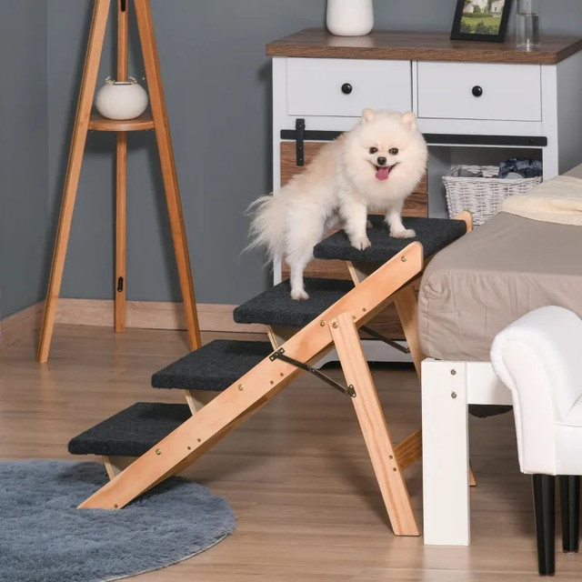 Wood Pet Stairs 2 In 1 Convertible Dog Steps and Carpeted Ramp P in Accessories in Markham / York Region