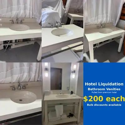 Hotel Bathroom Vanity w/ Stone Top + Faucet – $200 – Burlington, View more