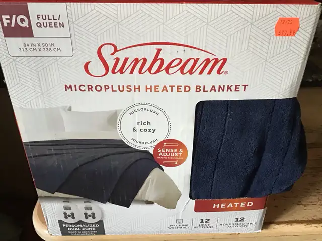 2NEW Sunbeam Microplush Electric Heated Throw Blanket,Full/Queen