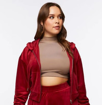 Tracksuit Hoodie - Velvet Fashion Jacket - size XL, red