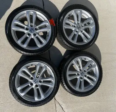 - - - - - SET OF 4 HONDA CIVIC OEM RIMS & TIRES P225 45 R17 WINTERS 7/32 - - - SET OF 4 HONDA CIVIC...