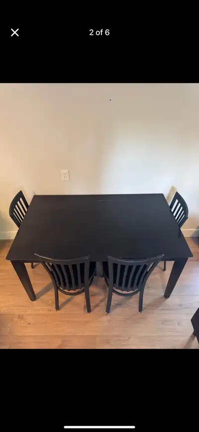 Solid Black Table and 4 Chairs $300 OBO - Glen Haven , View more