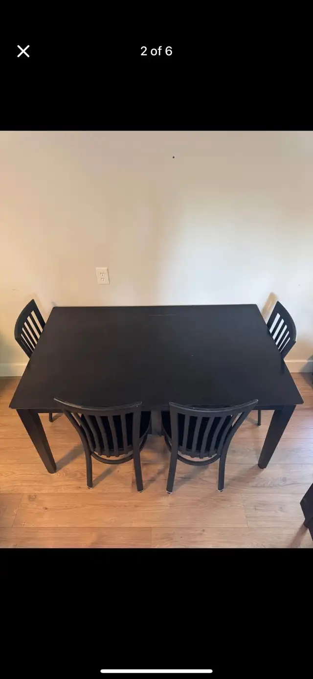 Solid Black Table and 4 Chairs $275 OBO - Glen Haven in Dining Tables & Sets in City of Halifax - Image 2