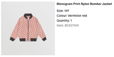 Burberry Monogram Nylon Bomber Jacket – (Size 14Y / Adult XS), View more