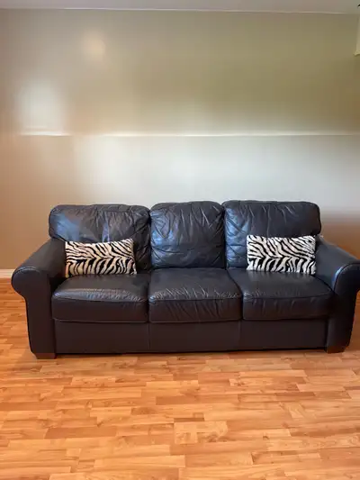 Brown leather couch, great condition.