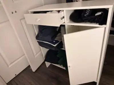 White Storage Cabinet with Drawer, View more