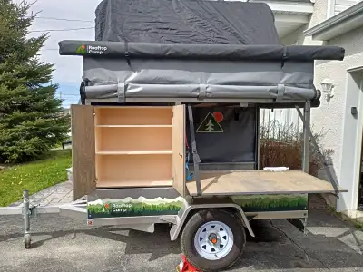 Remorque prêt à camper s’pa lourd, alu et bois. pour installer une tente de toit sur le dessus. Ache...