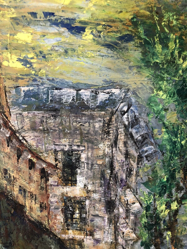 Abstract European Courtyard Oil Painting + Private Art Sale in Arts & Collectibles in Markham / York Region - Image 4