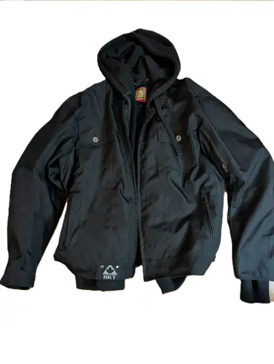 Joe Rocket Black Motorcycle Jacket With Zip In Hoodie Insert - XXL. Spine, Elbow and Shoulder Protec...