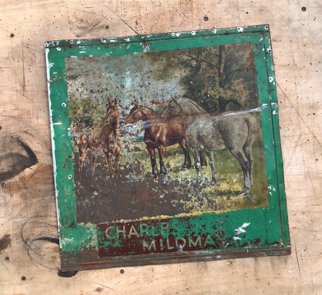 sign - antique Charles Mildmay metal sign for sale - 18 1/2 sq in Arts & Collectibles in Owen Sound
