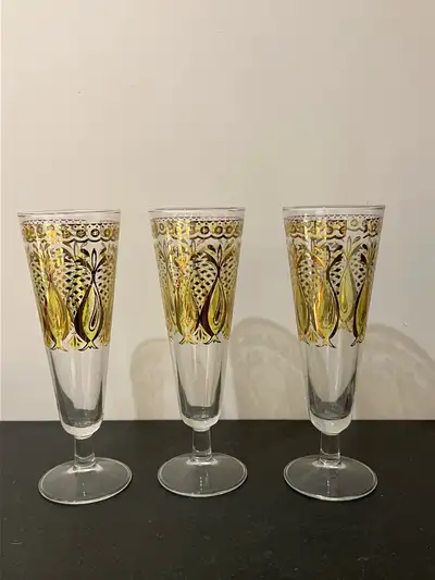 Gold Flute Glasses - Set of 3, View more