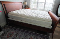 Queen "Sleigh' style Bed with Mattress