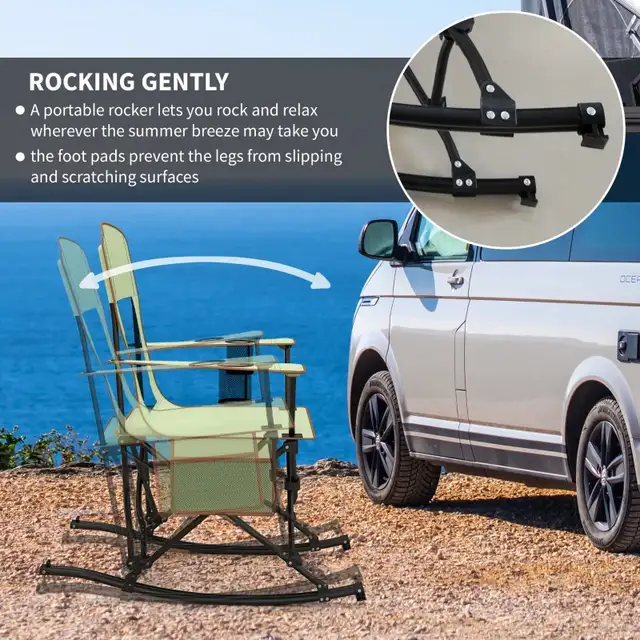 Outdoor Rocking Chair Folding Camping Chair Portable Rocker with in Patio & Garden Furniture in Markham / York Region - Image 4