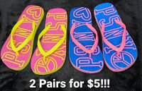Girls Neon Sparkle Flip Flops - 2 pairs for $5 !!! - Size 1