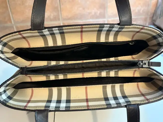 Burberry Nova Check Hand Bag PVC Leather Beige Dark Brown $175 in Women's - Bags & Wallets in Oakville / Halton Region - Image 5