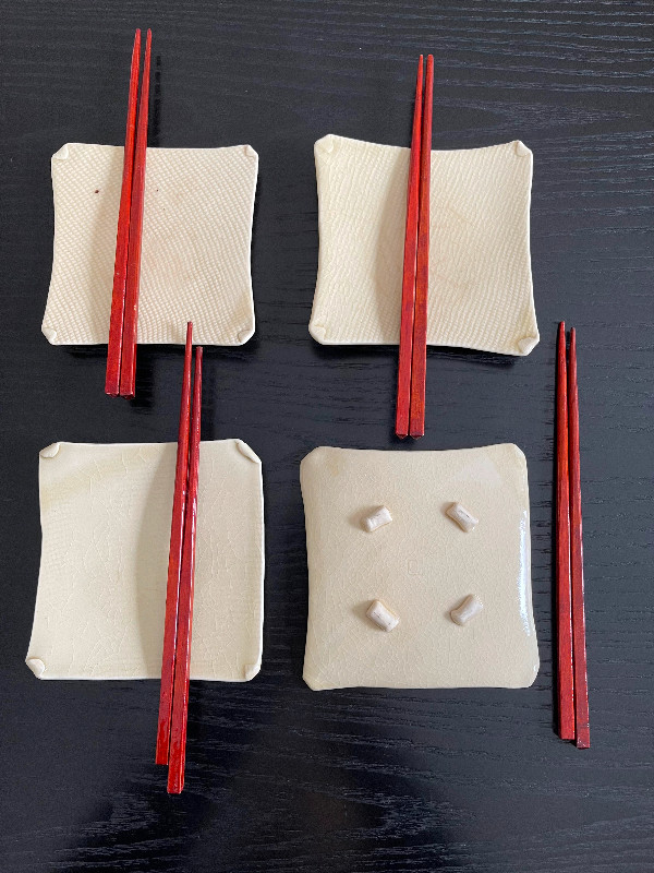 Handmade Japanese Porcelain Square Plates Set of 4 in Kitchen & Dining Wares in City of Toronto - Image 2