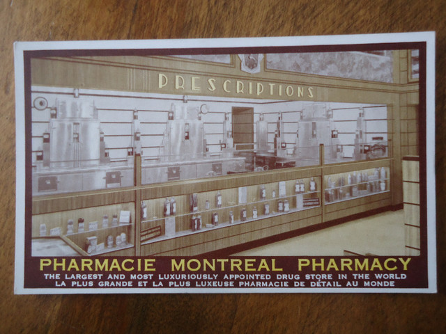 1915 Pharmacie Montréal Pharmacy Carte Postale Postcard Mint dans Art et objets de collection  à Lévis