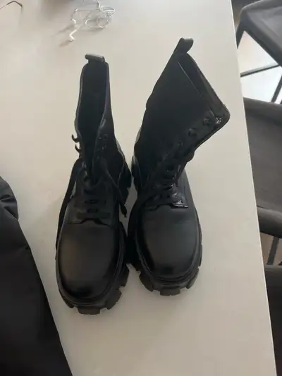 Prada Women's Black Leather Combat Boots – EU 38 / US 7.5, View more