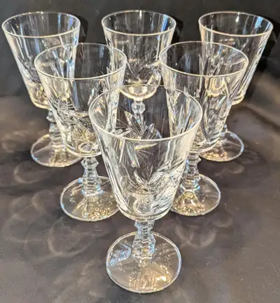 Lovely MINT Set of Six Classic 7" Tall Pinwheel Crystal Goblets!, View more