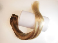 Flat Weft Extensions 100% Remy Human Hair Ombre #8/60 Platinum B