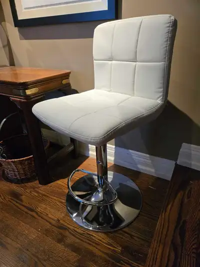 Chrome Tufted Leather Counter/Bar Stool Adjustable Height, W, View more