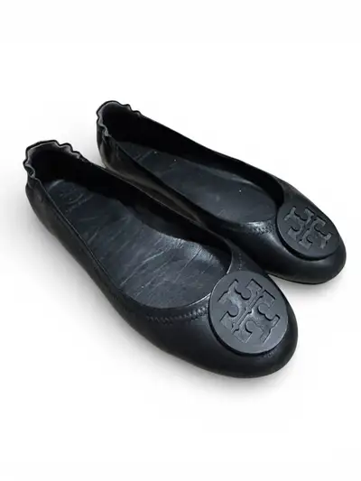 TORY BURCH Women's Reva Travel Ballet Shoes, Black, Sz 9, View more