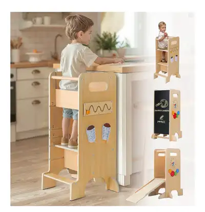 This 4-in-1 toddler tower is designed to grow with your child, offering three adjustable heights to...