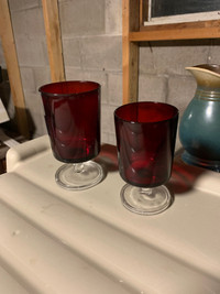 Vintage Ruby Glass Wine Goblets