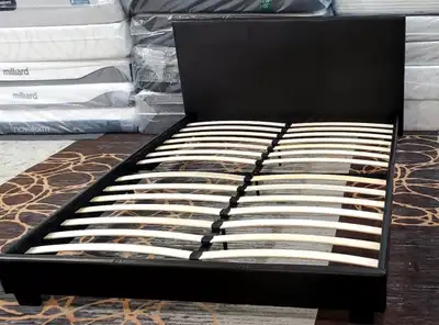 Modern PU Leather Bed Frame available in Single, Double, Queen & King sizes. Color options: White or...